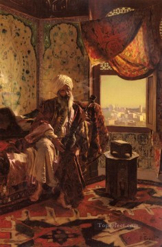 Smoking The Hookah Arabian painter Rudolf Ernst Oil Paintings